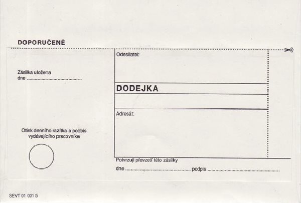 Obálka s dodejkou /bílá/ samopropis