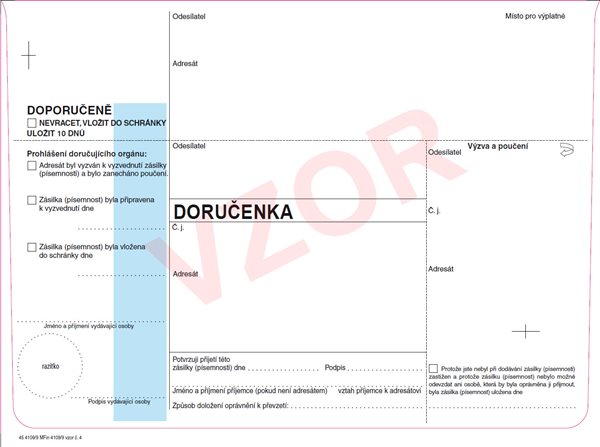 Obálka s doručenkou s modrým pruhem vzor č. 4 - s karbonovou vrstvou