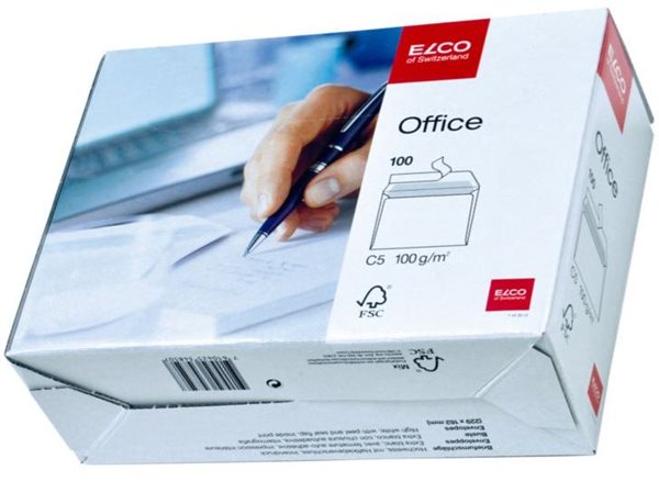 Obálky ELCO Office samolepicí s páskou C5 100 ks bílé