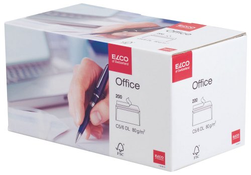 Obálky ELCO Office samolepicí s páskou DL bez okénka 200 ks bílé
