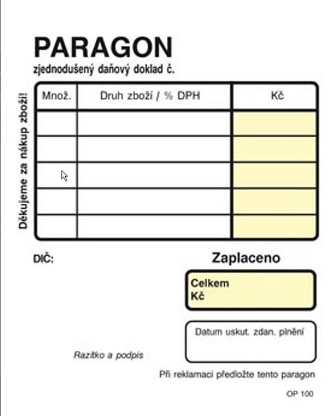 Obchodní paragon NCR - Paragon obchodní