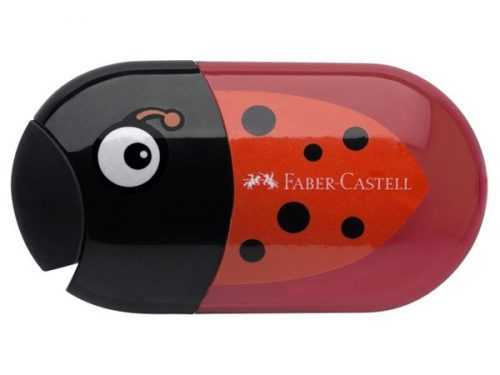Ořezávátko Faber-Castell dvojité se zásobníkem a pryží - beruška