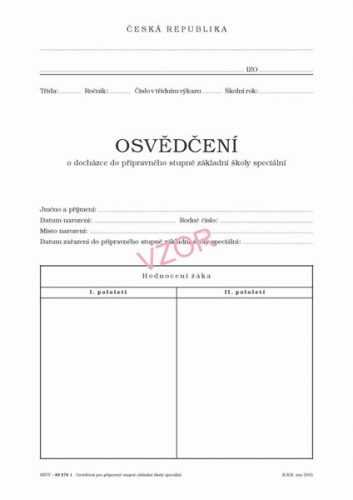 Osvědčení o docházce do přípravného studia - list A4