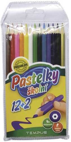 Pastelky Tempus dřevěné 12+2 barvy - šestihranné