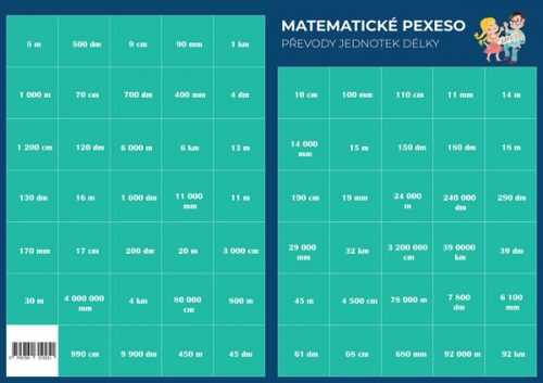 Pexeso - Matematika - Převody jednotek délky - PhDr. Martin Staněk