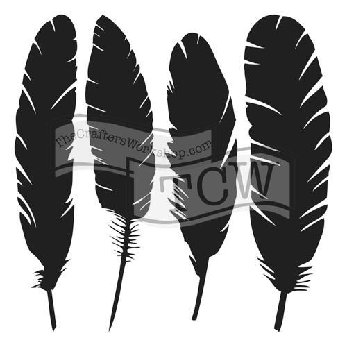 Plastová šablona - Four feathers (30