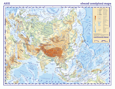 Podložka - Asie - obecně zeměpisná - 1:42 000 000 - A3