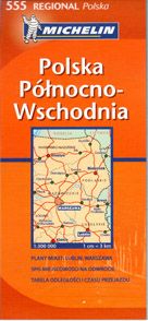 Polsko - severovýchod - mapa Michelin č.555 - 1:300 000