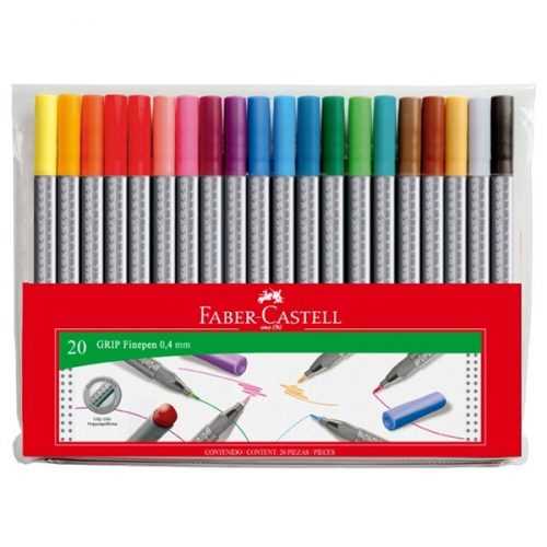 Popisovač Faber-Castell Grip 0.4mm - sada 20 barev