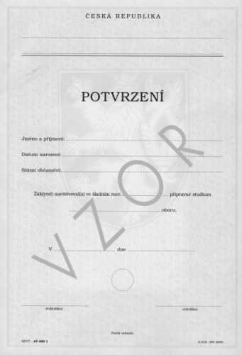 Potvrzení o návštěvě přípravného studia - list A4