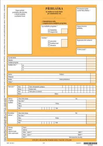 Přihláška ke studiu na vysoké škole v bakalářském nebo magisterském studijním programu - dvoulist A4