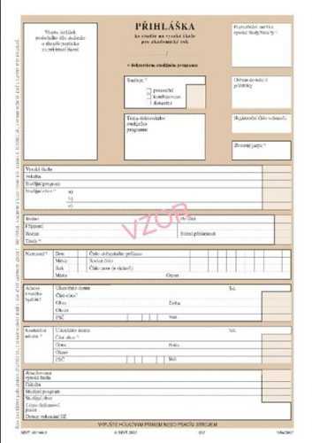 Přihláška na VŠ /doktorské studium/ - dvoulist A4