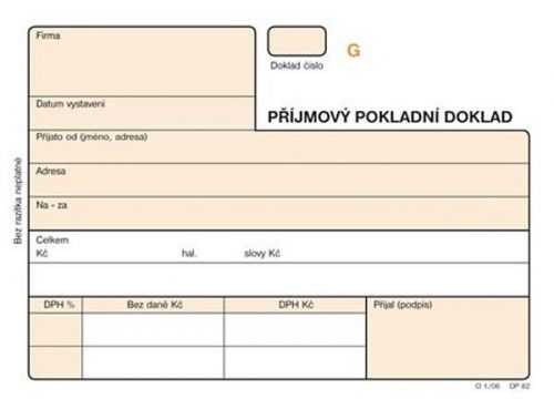 Přijmový pokladní doklad A6 NCR (3×25 l.) číslovaný - Samopropisující tiskopis. Blok 3 x 25 listů