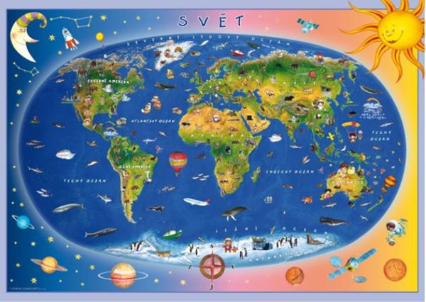 Puzzle dětská mapa světa