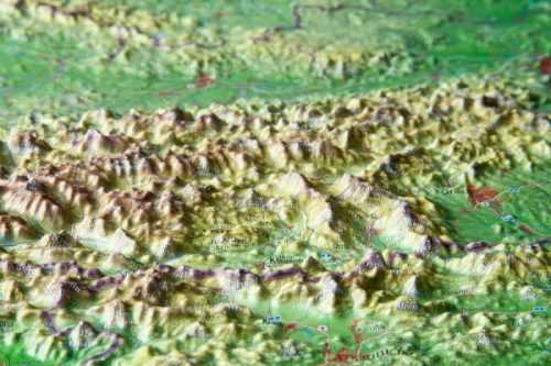 Rakousko - plastická reliéfní mapa 77 x 57 cm - 77x57 cm
