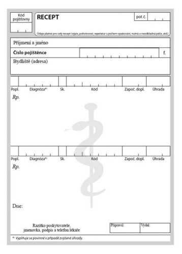 Recept - blok lékařských předpisů - blok A6