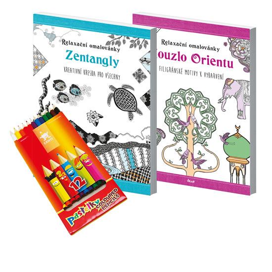 Relaxační omalovánky s pastelkami-set (Zentangly a Kouzlo Orientu) - neuveden