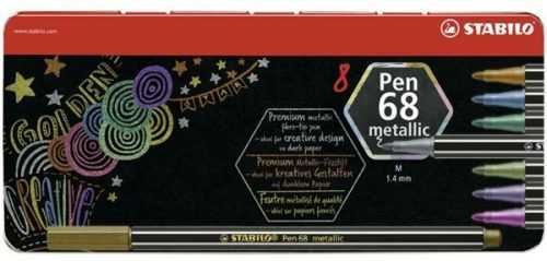 STABILO Pen 68 metallic Vláknový fix - sada 8 barev