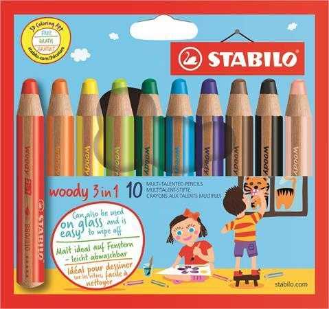 STABILO woody 3 in 1 - sada 10 barev