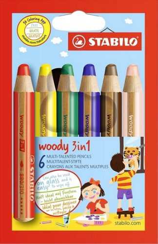 STABILO woody 3 in 1 - sada 6 barev
