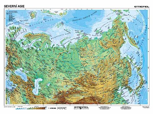 Severní Asie geografická/ politická - mapa A3