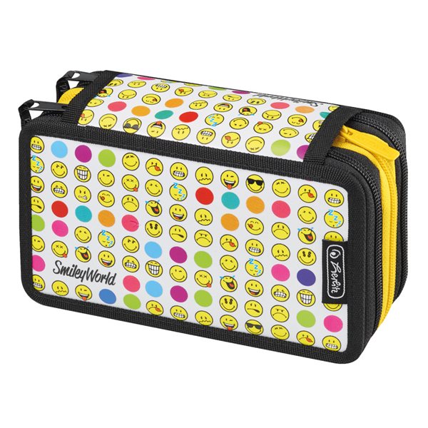 Školní penál Herlitz - Smiley World Rainbow Faces - 3-patrový