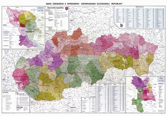 Slovenská republika - administrativní - 1:400 000 - nástěnná mapa /VKÚ/ - 121x85cm