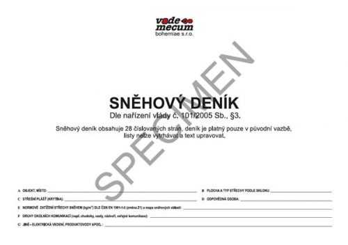 Sněhový deník dle nařízení vlády č. 101/2005 Sb.