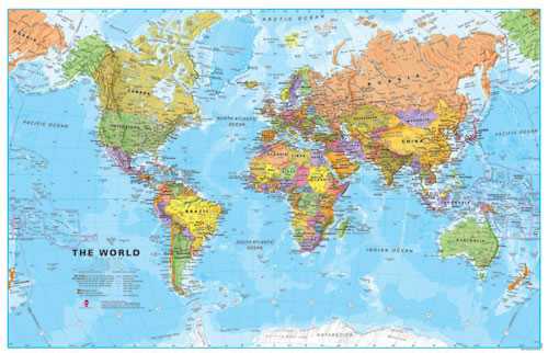 Svět -obří- politické rozdělení - 1:20 000 000 - nástěnná mapa /ZES/ - 200x120cm