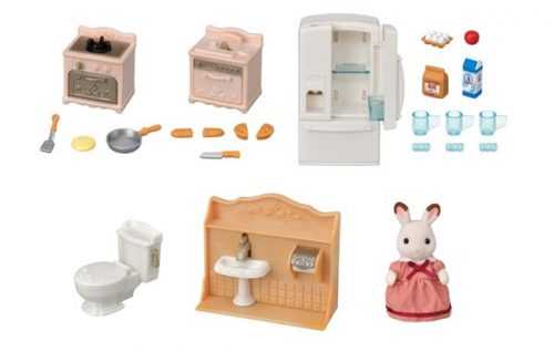 Sylvanian Families Nábytek - startovací set nábytků a Chocholate králík mamka