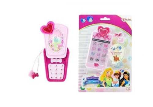 Telefon Mobil s princeznami plast 14 cm na baterie se světlem se zvukem