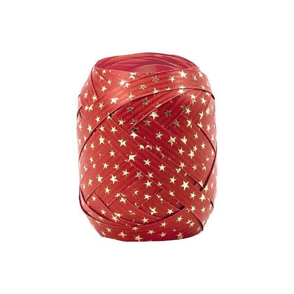 Vánoční stuha 12 m/10 mm - zlaté hvězdičky