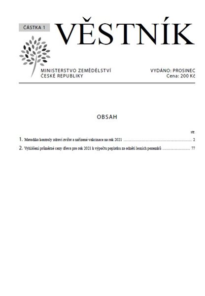 Věstník Min.zemědělství 2020/001