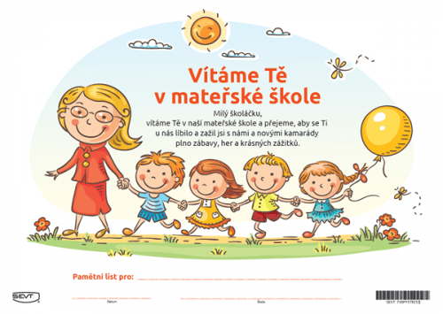 Vítáme Tě v mateřské škole (pamětní list) - A4