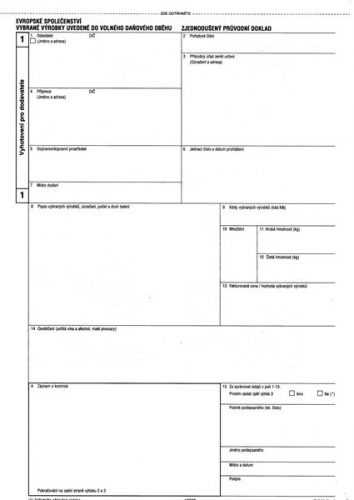 Vybrané výrobky uvedené do volného daňového oběhu - zjednodušený průvodní doklad (SAD) samopropis - složka A4