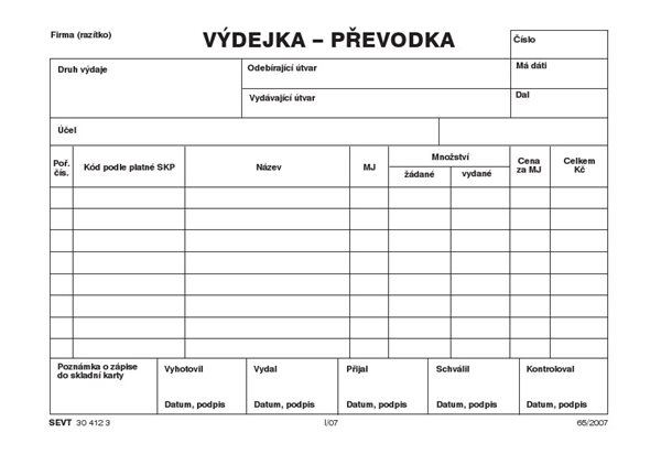 Výdejka - převodka samopropis - blok A5