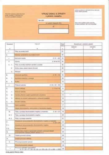 Výkaz zisku a ztrát v plném rozsahu pro podnikatele podléhající auditu - list A4