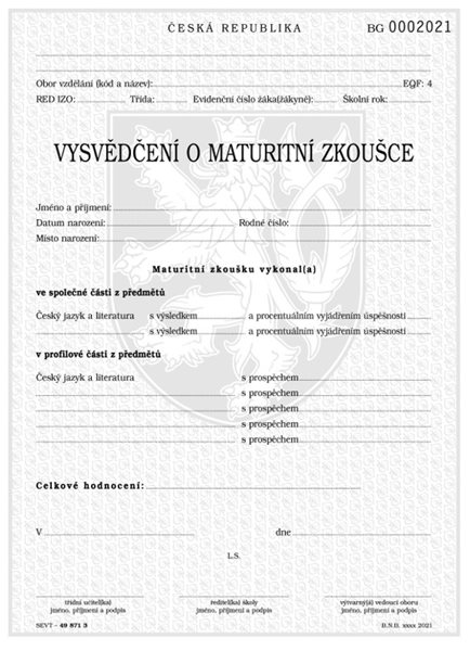 Vysvědčení o maturitní zkoušce ve vybraných výtvarných oborech