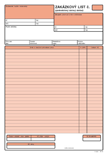 Zakázkový list /samopropis/ A4 - blok A4 100 l.