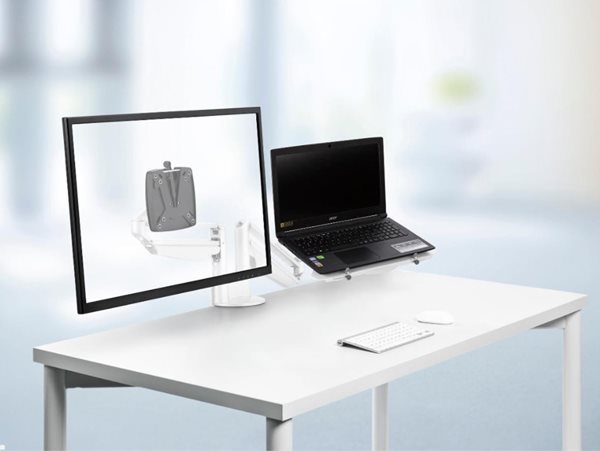 NOVUS Clu Duo Držák na monitor a notebook s upevněním na stůl - bílý