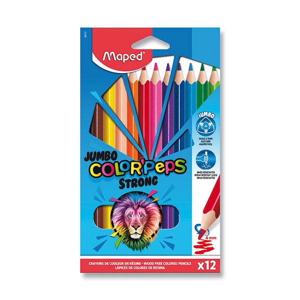Pastelky MAPED COLOR'PEPS STRONG JUMBO - 12 barev