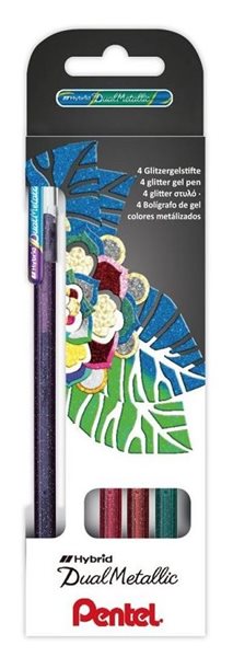 Pentel Dual Metallic Gelové kuličkové pero - sada 4 barev (oranžová