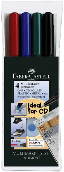 Permanentní popisovač Faber-Castell OHP-MULTIMARK F - sada 4 ks