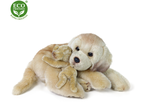 Plyšový pes Labrador 27 cm s mládětem