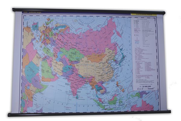 Asie -školní- politické rozdělení - nástěnná mapa - 1:10 000 000 - 130x106cm