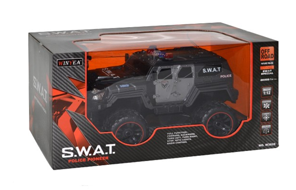 Auto RC policie S.W.A.T. plast 38 cm bateriový pack se světlem