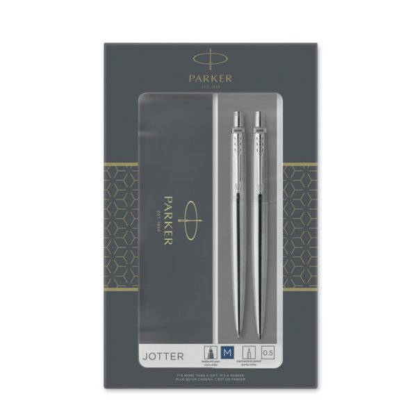 Dárková psací sada Parker Jotter Stainless Steel CT - kuličkové pero a mechanická tužka