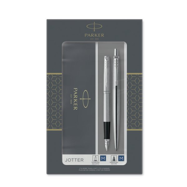 Dárková psací sada Parker Jotter Stainless Steel CT - plnicí pero a kuličkové pero