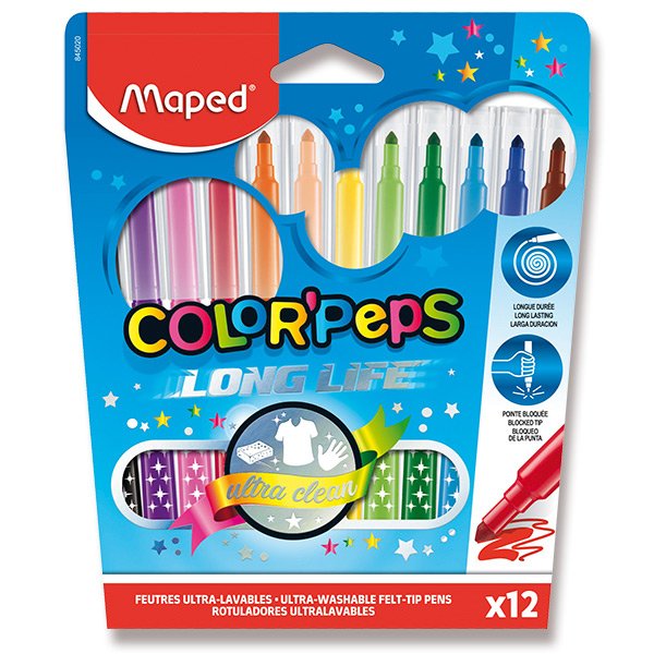 Dětské fixy MAPED COLOR'PEPS LONG LIFE - 12 barev