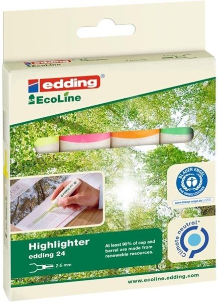 Edding 24/4 EcoLine Zvýrazňovač - sada 4 neon barev